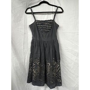 Sleeveless Dress Eyelet Detail Ruffle Trim Casual Summer Dress